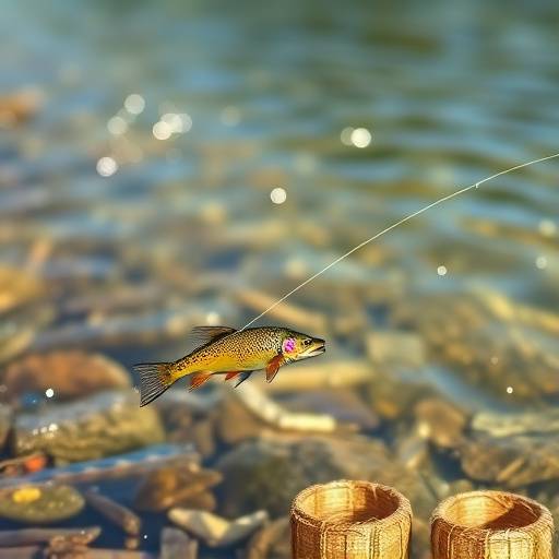 A person fly fishing in a clear river.
