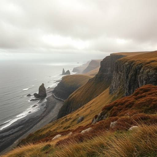 A stunning photograph of a country retreat located in Northumberland with a dramatic coastline in the distance.