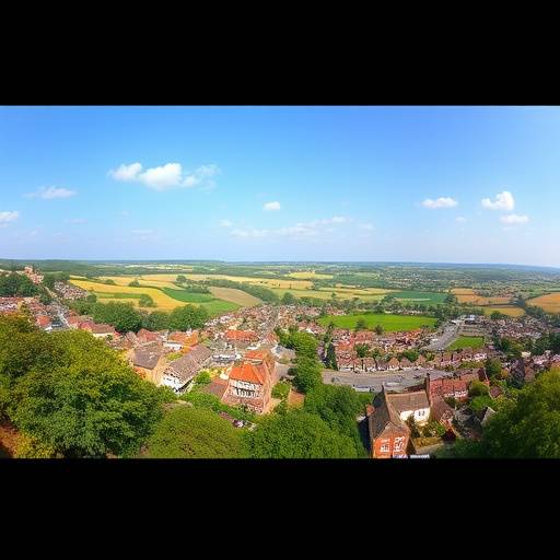 Panoramic view of Somerset, highlighting its unique countryside and charming villages.