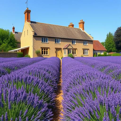 Photo of a beautifully restored manor house in Kent surrounded by lavender fields.